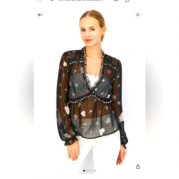 avec les filles floral heart blouse size medium - Picture 1 of 6